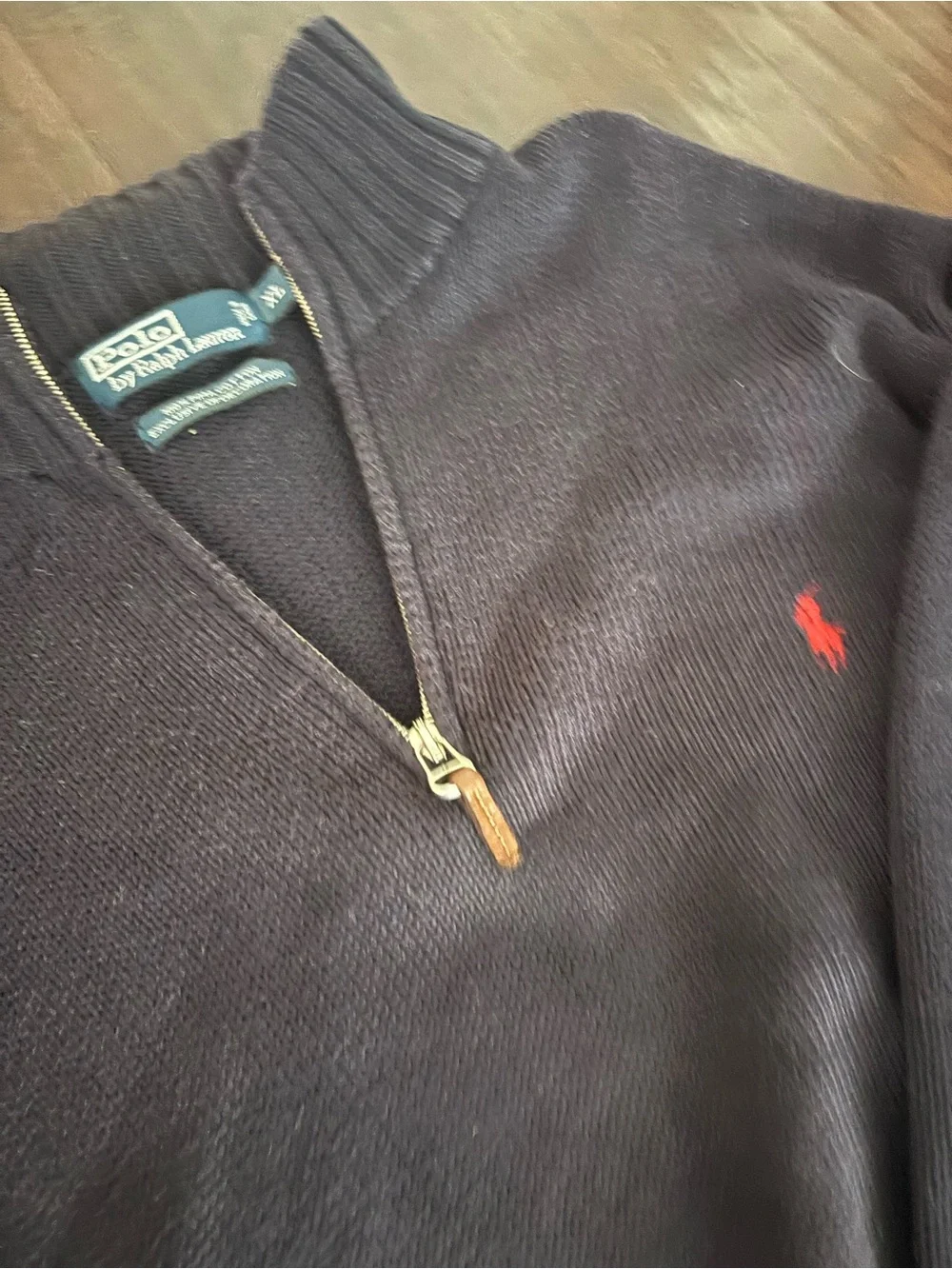 Polo by Ralph Lauren Navy Half-Zip Sweater with Red Pony